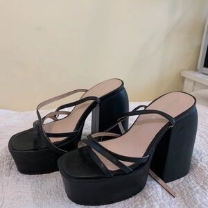 Naked Wolfe Black Strappy Platform Heels